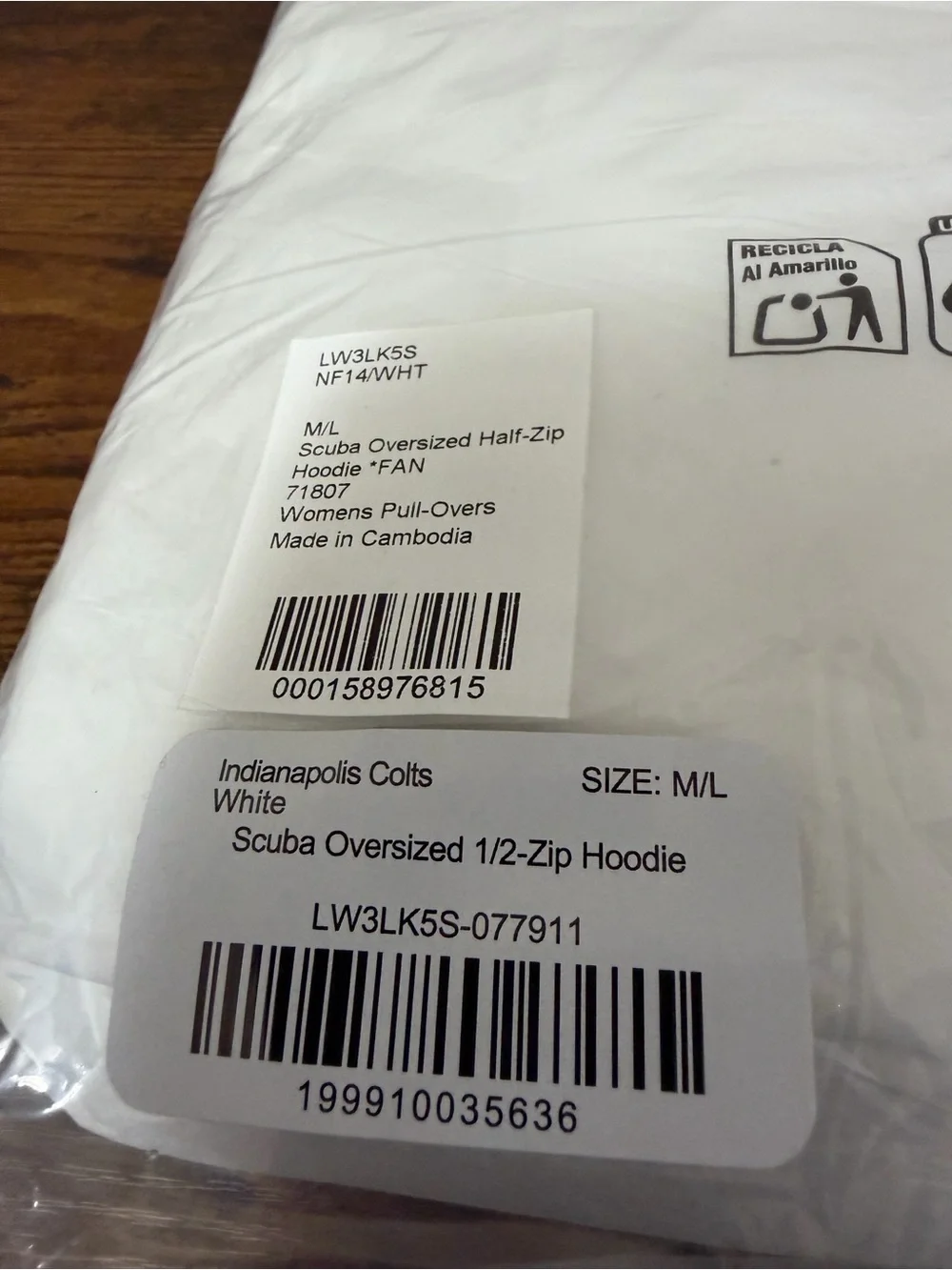 Lululemon x NFL Indianapolis Colts Scuba Oversized Half Zip Hoodie M/L NWT
